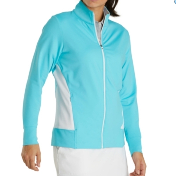Foot Joy Womens S Golf Jacket Zip Up Track Style Aqua - Picture 2 of 12